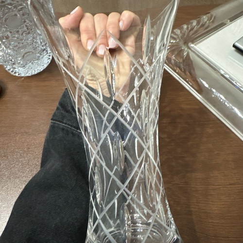 Glass vase used, 22 cm height