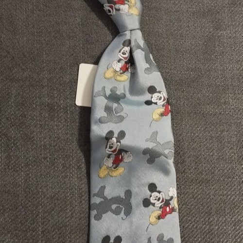 Disney Mickey Mouse children's tie new, clip-on, turquoise satin