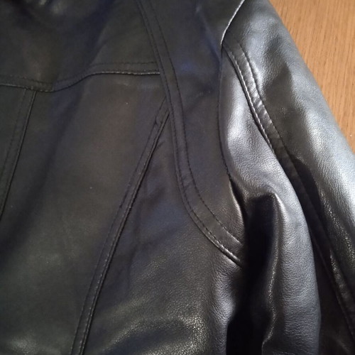 Girls' outerwear 10-12 years like new, black faux leather with fleece lining