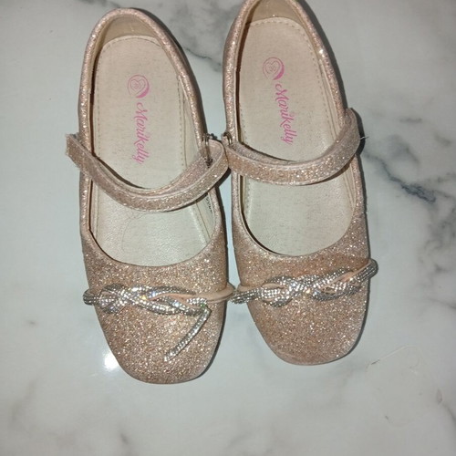 Markelly children's ballerina shoes like new, size 30, rose gold with glitter and rhinestones