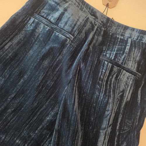 Medicine Everyday Therapy Teal Blue Crushed Velvet Wide-Leg Trousers New