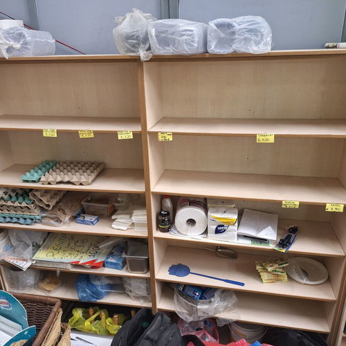 Wooden Wall Shelves and Corner Cashier Furniture used