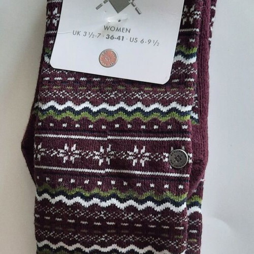 Burlington women's anti-slip socks new, size 36-41, jacquard burgundy-purple