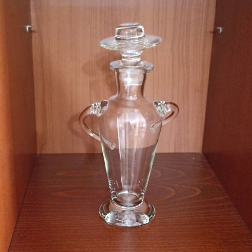 Decorative glass carafe vintage figure with male hat