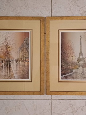 Set of 2 Paris paintings like new with frames 54x48cm
