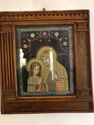 Old handmade gold-embroidered picture like new