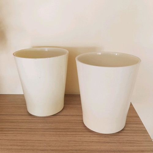 Ceramic ochre pots for small plants like new, set of 2