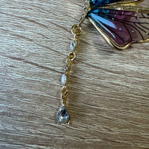 Butterfly brooch new with liquid glass and gold tone