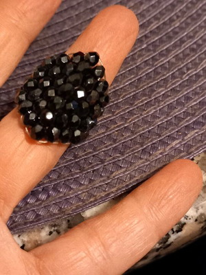 Knitted handmade ring made of beads