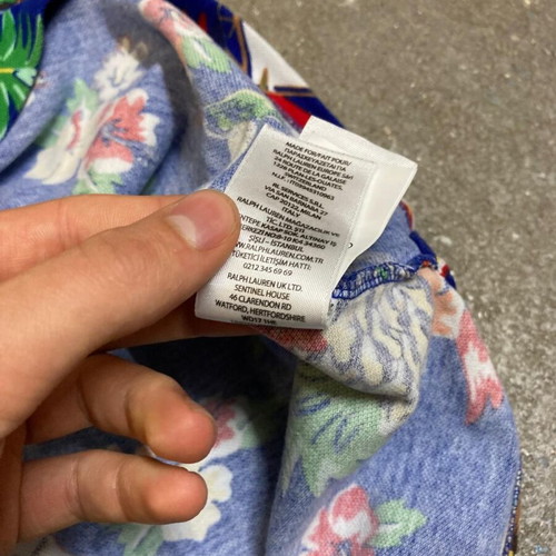 Polo Ralph Lauren Teddy Bear Polobear Hawaii Flower Print Polo Shirt, M, Blue