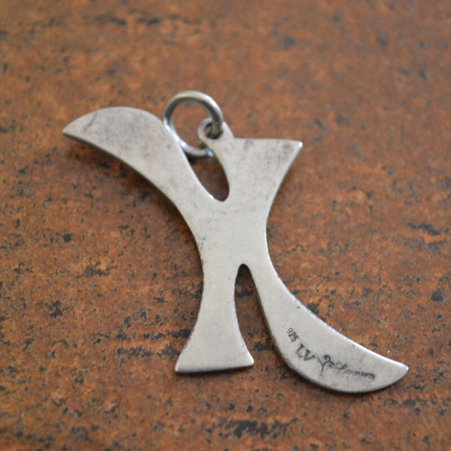 Silver 925 letter K pendant used, creation by Liana Vouraki