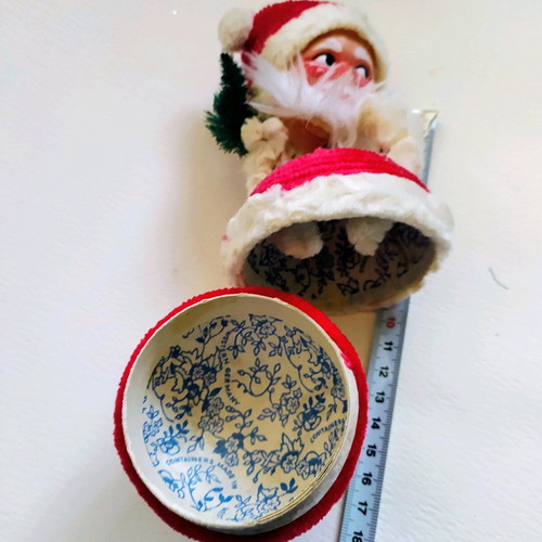 Vintage Christmas chenille candy box W.Germany like new