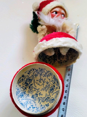 Vintage Christmas chenille candy box W.Germany like new