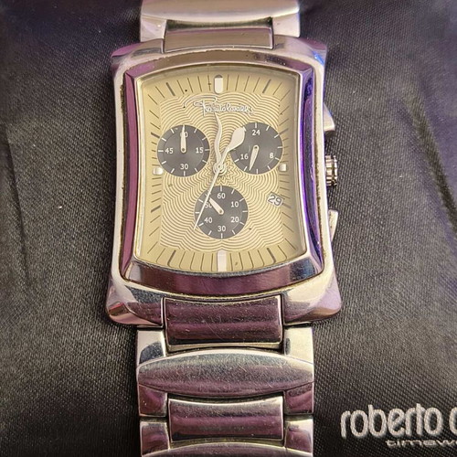 Roberto Cavalli Tomahawk men's watch like new, beige and silver