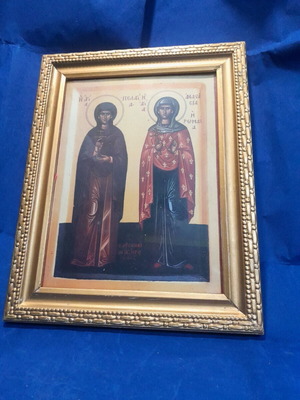 Εικόνα Αγία Πελαγία και Αγία Αθανασία σαν καινούργιο σε κορνίζα με τζάμι