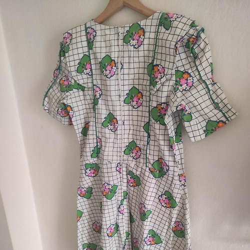 Handmade dress by Greek designer like new, white multicolor, size XS