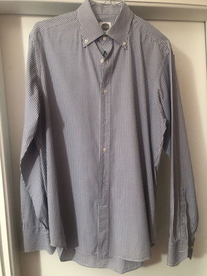 Bagutta Men’s Blue-White Check Shirt Like New Tg 39 & 15.5