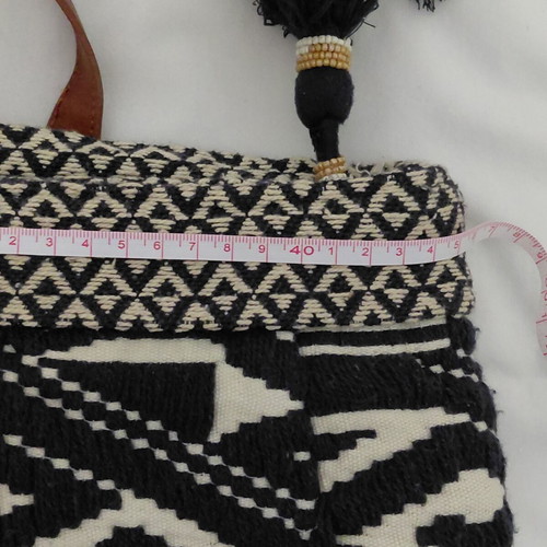 Springfield tote bag with ethnic design, shoulder style, white and blue