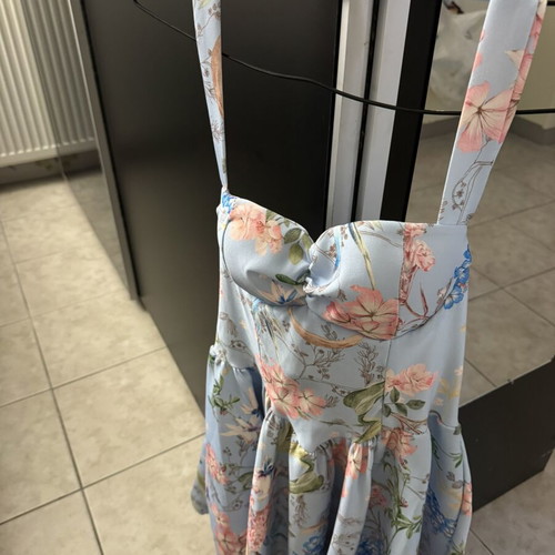 Floral dress, Italian brand, one size, blue for wedding or baptism