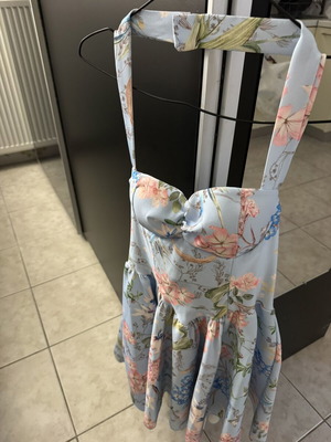 Floral dress, Italian brand, one size, blue for wedding or baptism