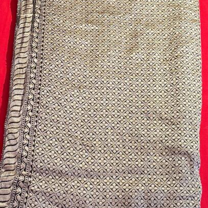 Black Silk Indian Saree Spiderweb Weave New