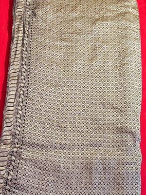 Black Silk Indian Saree Spiderweb Weave New