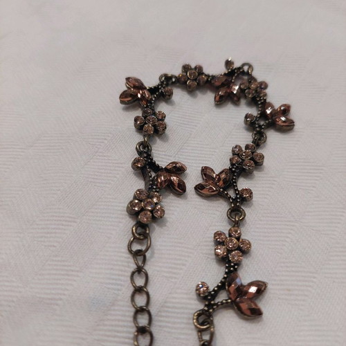 Accessorize faux bijoux set with flower rhinestones and bronze effect new