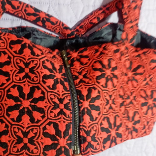 Bustier with brocade fabric like new, Forever Unique, black and red