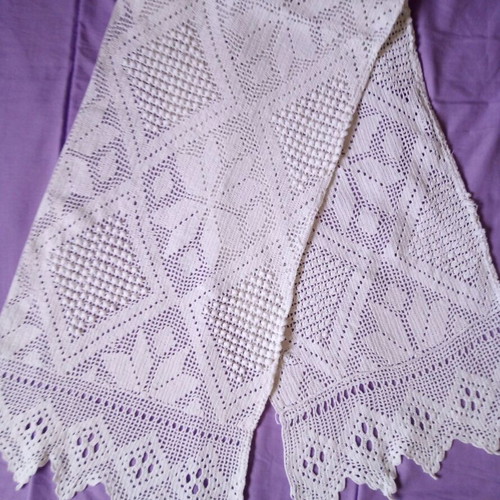 Handmade knitted cotton tablecloth set 145x150 and runner 36x150 cm like new