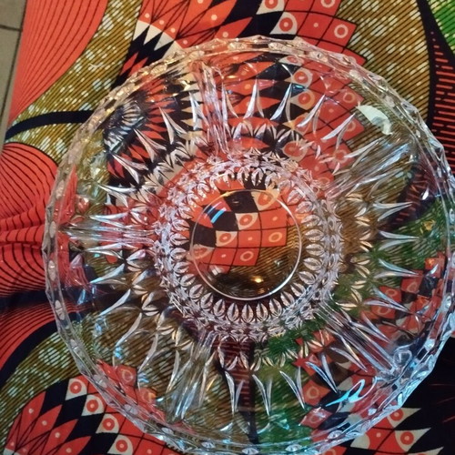 Vintage crystal serving platter with 6 compartments 27x27 cm like new