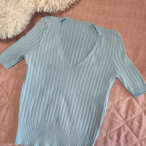 Blouse turquoise size S like new with elasticity