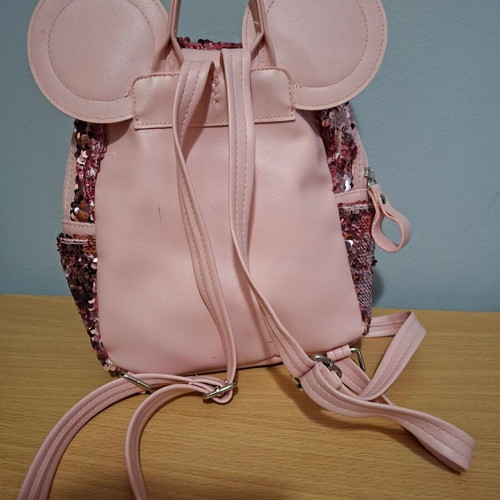 Small backpack for girls with pink sequins, used
