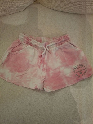 Girls' shorts like new, cotton, pink and white, size 140 cm