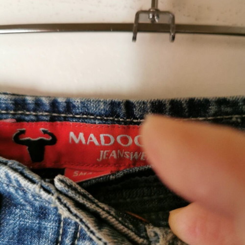 Madoc Jeanswear long denim skirt with fur appliques