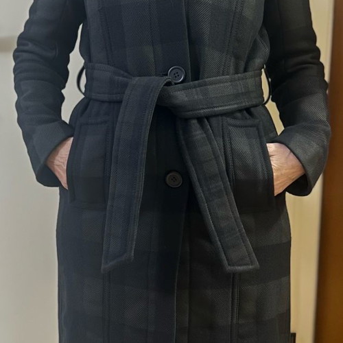 Maje coat new with belt and removable hood multicolor