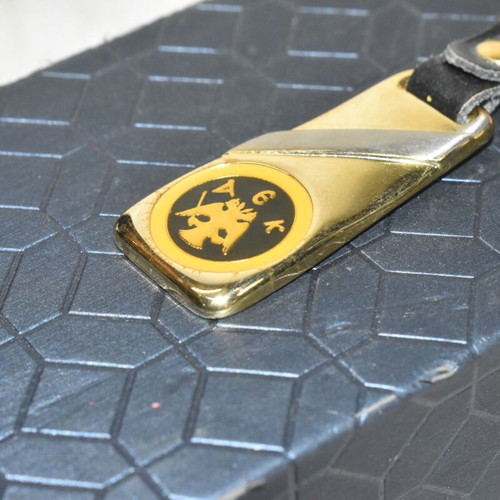 Vintage AEK Athens Gate 21 metal keychain used, collectible