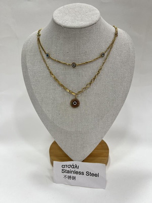 Κολιέ ατσάλινο καινούργιο, χρυσαφί