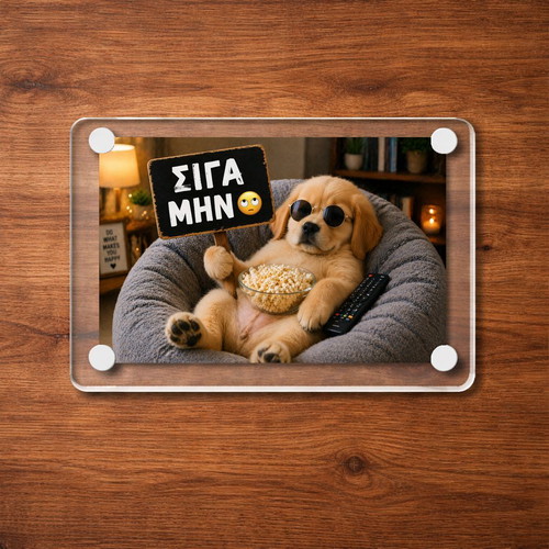 Acrylic fridge magnet "Siga Min" new, Funny Dog Meme 9x6cm