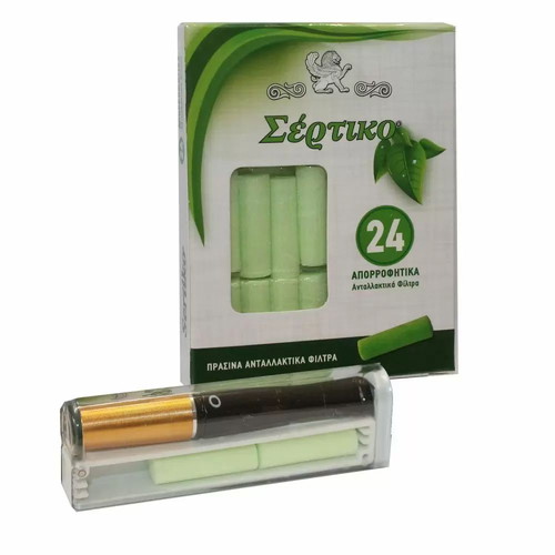 Sertiko pipe large for regular cigarette golden with 27 filters new