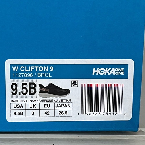 Hoka Clifton 9 athletic shoes used, size 42, black