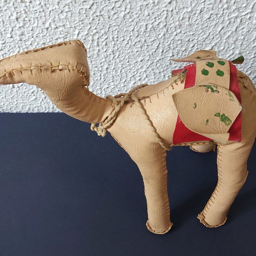 Vintage handmade leather camel figurine