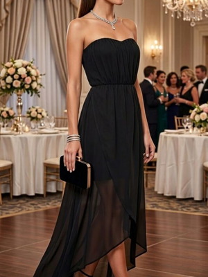 Stradivarius black strapless maxi dress like new