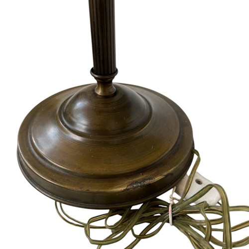 Bronze double lamp like new with vintage glass