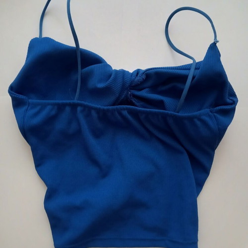 Cropped top electric blue with pads, like new, size S