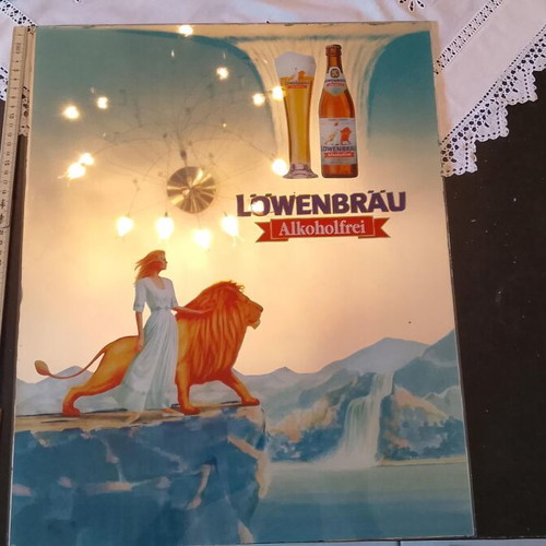 Antique Lowenbrau beer glass advertising 1980-85 like new
