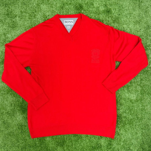 Boss men's sweater XXL like new, red cotton