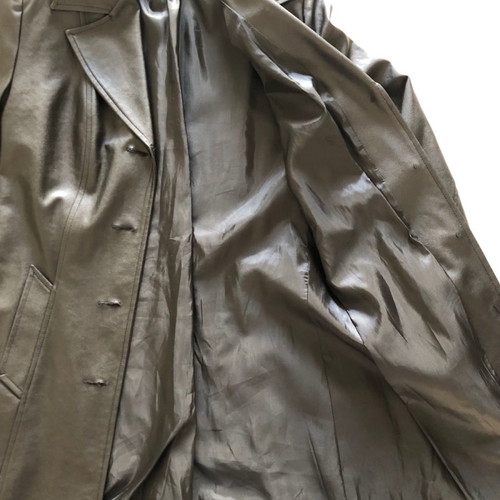 Outerwear jacket used, black faux leather, size 42 small, slim fit