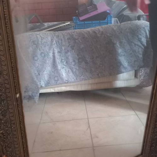 Mirror with wooden gold carved frame used, with damages