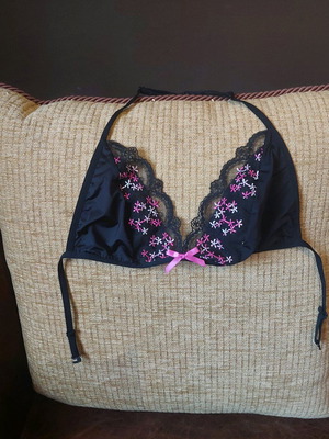 Obsessive bra black pink transparent lace size Large/XL like new