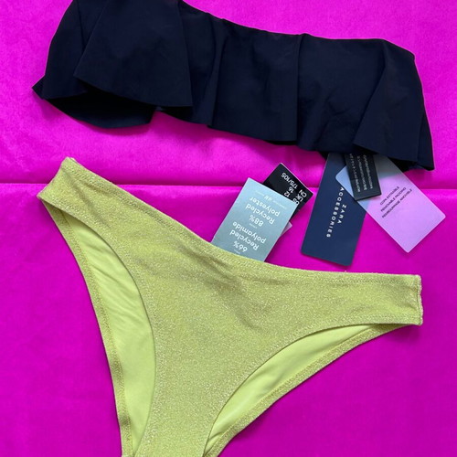 Zara black strapless top and lime HM bottoms new swimwear set